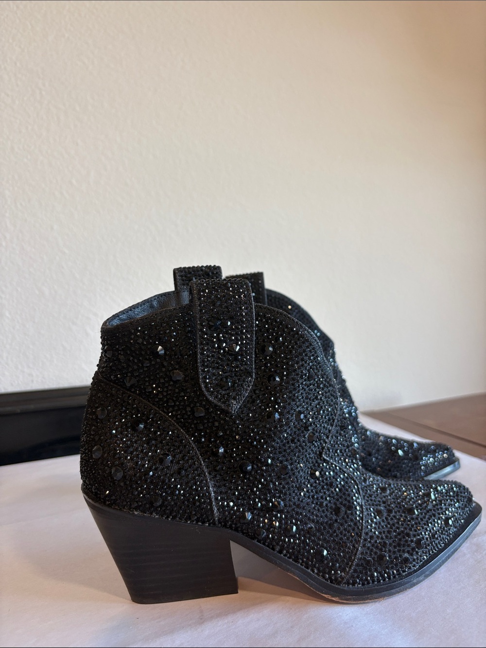 Jessica Simpson Black Ankle Boots Glitter Galor - Picture 2 of 5